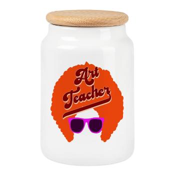 PROFESSEUR D’ART RÉTRO GROOVY - Boîte à biscuits avec couvercle en bois - blanc - Devant