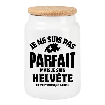Suisse, Suisse humour, Helvète - Boîte à biscuits avec couvercle en bois - blanc - Devant