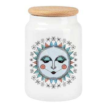 Soleil d’hiver - Boîte à biscuits avec couvercle en bois - blanc - Devant
