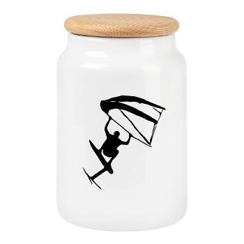 Trendy Wingfoil Style - Cookie Jar with Wooden Lid - white - Front