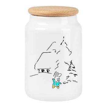 Winter - Keksdose mit Holzdeckel - Weiß - Vorne