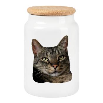 Chat Tigre Chat Drôle Chat Chemise Cadeau - Boîte à biscuits avec couvercle en bois - blanc - Devant