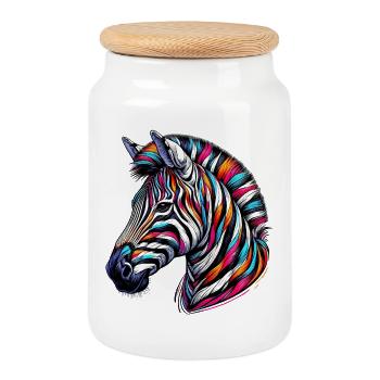Zebra - Keksdose mit Holzdeckel - Weiß - Vorne