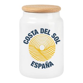 Costa del Sol - Boîte à biscuits avec couvercle en bois - blanc - Devant