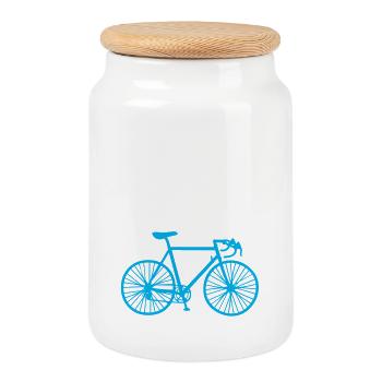 Roue Rotation Vélo Environnement Cool Dictons Humour - Boîte à biscuits avec couvercle en bois - blanc - Devant