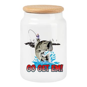 FISHING | Fishing Tournament Gifts Special Edition - Cookie Jar with Wooden Lid - white - Front