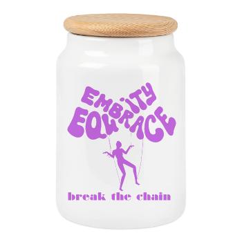 Empowerment Illustration with Balloon Slogan - Cookie Jar with Wooden Lid - white - Front