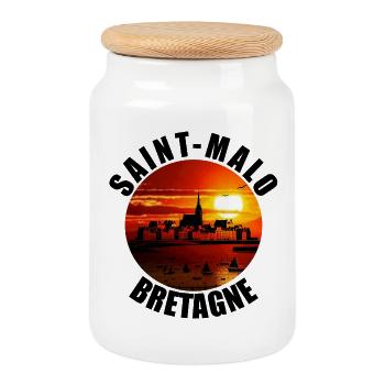 Saint Malo - Boîte à biscuits avec couvercle en bois - blanc - Devant