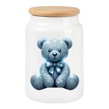 Crystal Bear Diamant Diamanten - Keksdose mit Holzdeckel - Weiß - Vorne