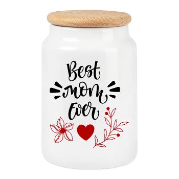 Best Mom Ever - Keksdose mit Holzdeckel - Weiß - Vorne
