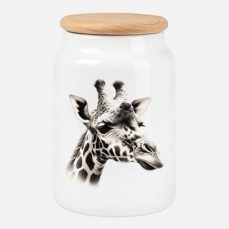 Giraffe - Keksdose mit Holzdeckel - Weiß