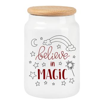 believe in Magic - Cookie Jar with Wooden Lid - white - Front