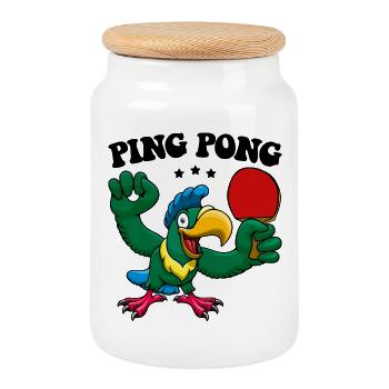 Ping Pong Champion Design Table Tennis und - Keksdose mit Holzdeckel - Weiß - Vorne