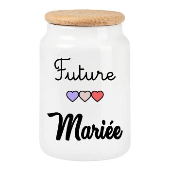 BRIDE-TO-BE. Bachelorette party - Cookie Jar with Wooden Lid - white - Front