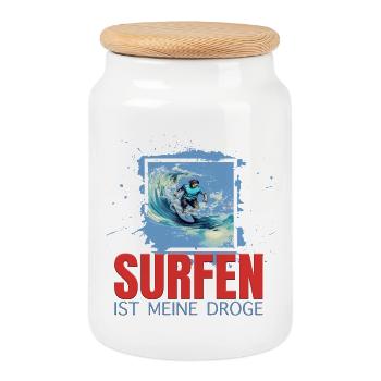 Surfen ist meine Droge - Keksdose mit Holzdeckel - Weiß - Vorne