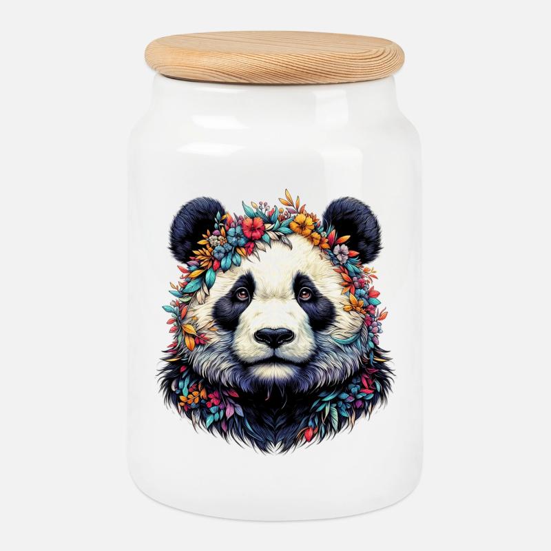 Panda - Keksdose mit Holzdeckel - Weiß