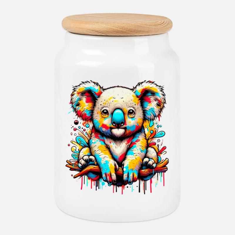 Koala - Keksdose mit Holzdeckel - Weiß