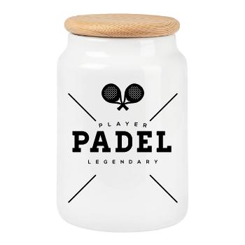 padel sport - Cookie Jar with Wooden Lid - white - Front