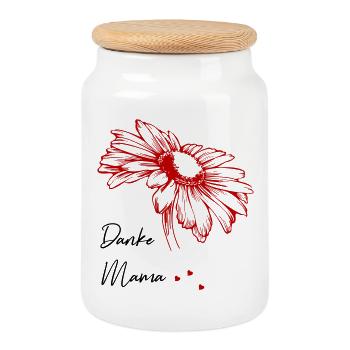 Mother's Day Thank You Mom - Cookie Jar with Wooden Lid - white - Front