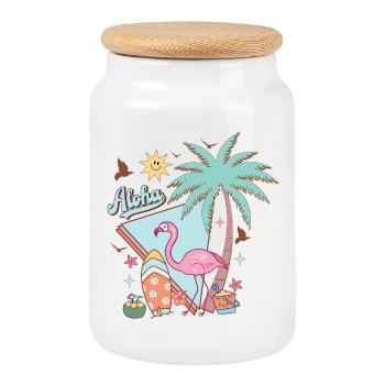 Aloha Summer - Cookie Jar with Wooden Lid - white - Front