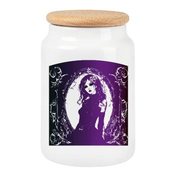 Girl fairy gotic elf depressive brave pwr Halloween - Cookie Jar with Wooden Lid - white - Front