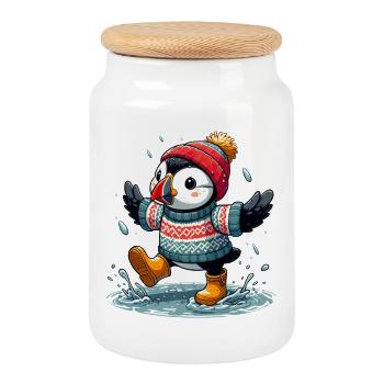 Island Puffin 12 - Keksdose mit Holzdeckel - Weiß - Vorne