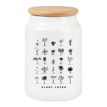 Amoureux des plantes - Plantes et arbres - Boîte à biscuits avec couvercle en bois - blanc - Devant
