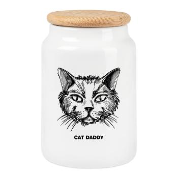 Cat Daddy - Keksdose mit Holzdeckel - Weiß - Vorne