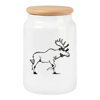 L’orignal - Boîte à biscuits avec couvercle en bois - blanc - Devant