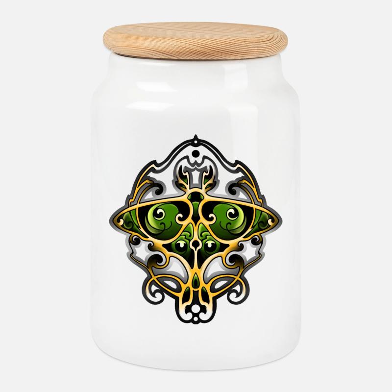 Actias Luna Jugendstil - Keksdose mit Holzdeckel - Weiß