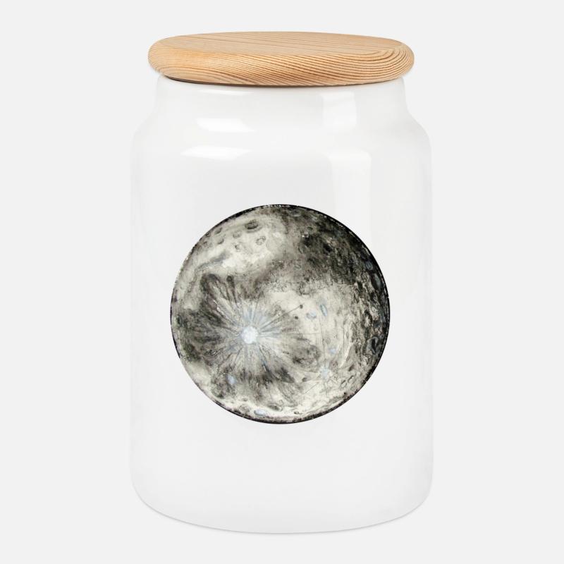 Schau dir den Mond an, er ist kostenlos (weiße Buchstaben) - Keksdose mit Holzdeckel - Weiß