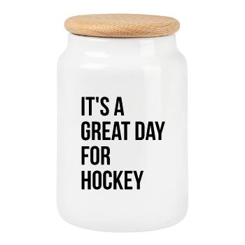 Hockey Hockey Hockey - Boîte à biscuits avec couvercle en bois - blanc - Devant