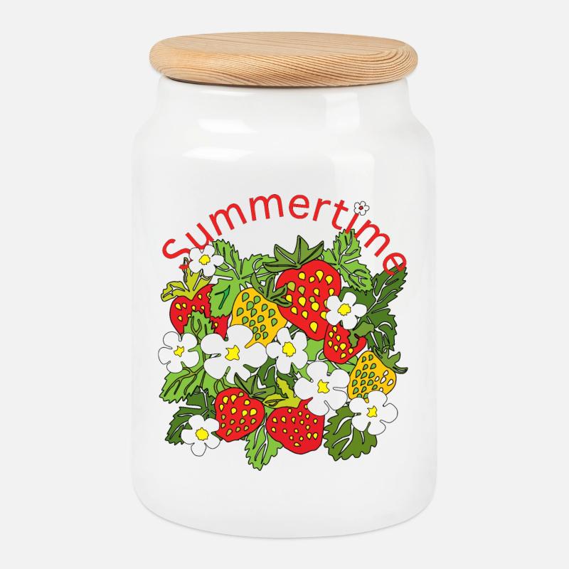 Sommerfrüchte Muster Trio - Keksdose mit Holzdeckel - Weiß