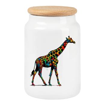 Giraffe - Keksdose mit Holzdeckel - Weiß - Vorne