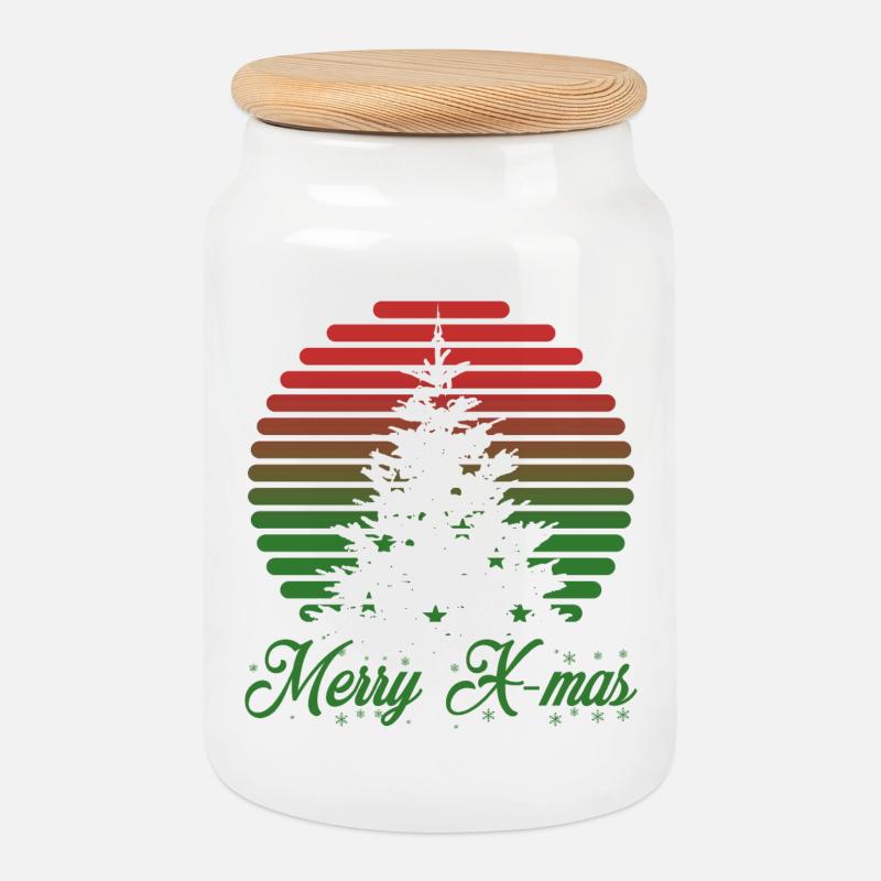 Merry X-mas - Keksdose mit Holzdeckel - Weiß