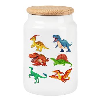 Dino, Dinosaurier, Ich liebe Dinosaurier - Keksdose mit Holzdeckel - Weiß - Vorne