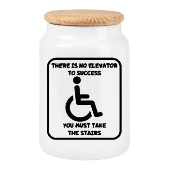 Pas d’ascenseur vers le succès, vous pouvez faire de l’escalade # - Boîte à biscuits avec couvercle en bois - blanc - Devant