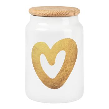 Yoga Heart Gold Love Christmas Symbol Luxury Love - Cookie Jar with Wooden Lid - white - Front