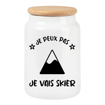 ICH KANN NICHT. SKI. BERG. SCHLÄGER. SCHNEE - Keksdose mit Holzdeckel - Weiß - Vorne