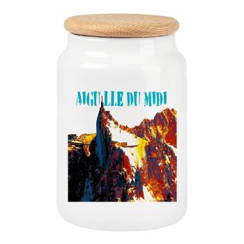 Aiguille du Midi - Cookie Jar with Wooden Lid - white - Front