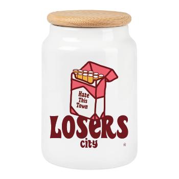 La vie de village - Boîte à biscuits avec couvercle en bois - blanc - Devant