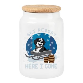 Saint Bernard - Cookie Jar with Wooden Lid - white - Front
