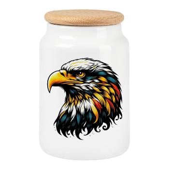 Aigle - Boîte à biscuits avec couvercle en bois - blanc - Devant