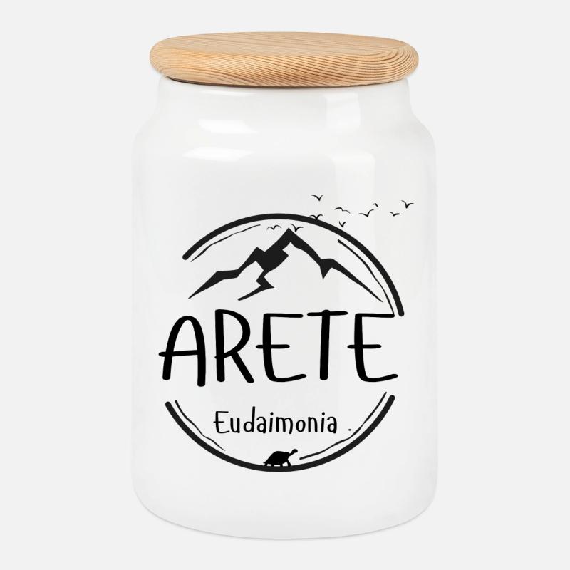 Arete - Eudaimonia - Cookie Jar with Wooden Lid - white
