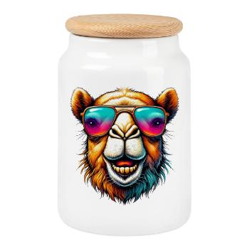 Camel - Cookie Jar with Wooden Lid - white - Front