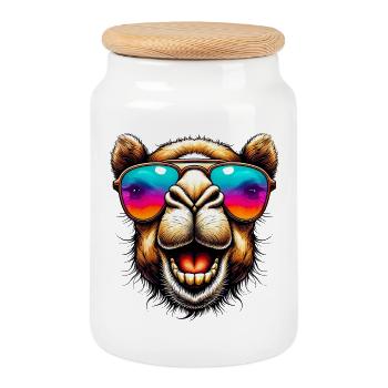 Camel - Cookie Jar with Wooden Lid - white - Front