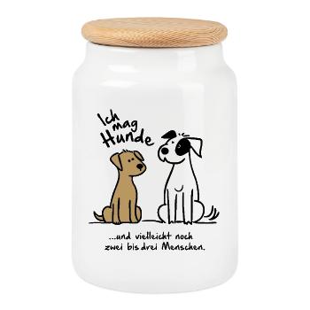 Ich mag Hunde und... - Keksdose mit Holzdeckel - Weiß - Vorne