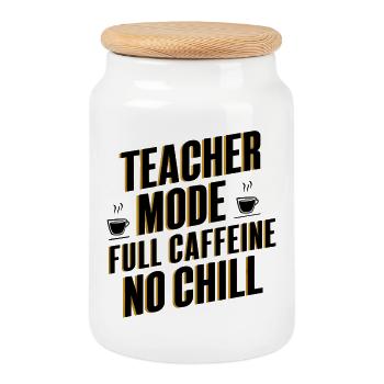 Teacher Mode Full Caffeine - Keksdose mit Holzdeckel - Weiß - Vorne