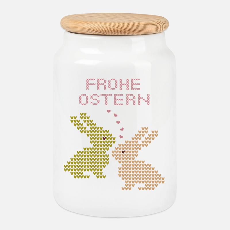 Frohe Ostern - Keksdose mit Holzdeckel - Weiß