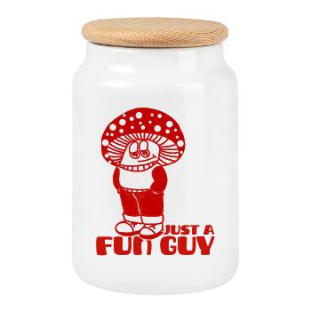 Just a chill guy Just a Fungi Meme - Keksdose mit Holzdeckel - Weiß - Vorne